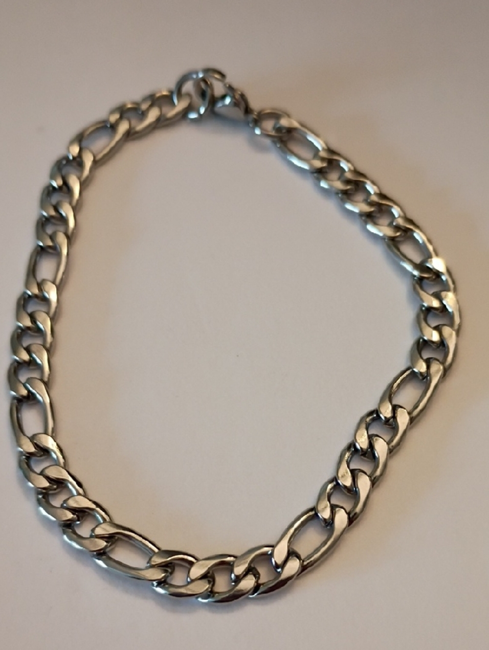 Men's Silver Chain Bracelet - Classic Figaro Link